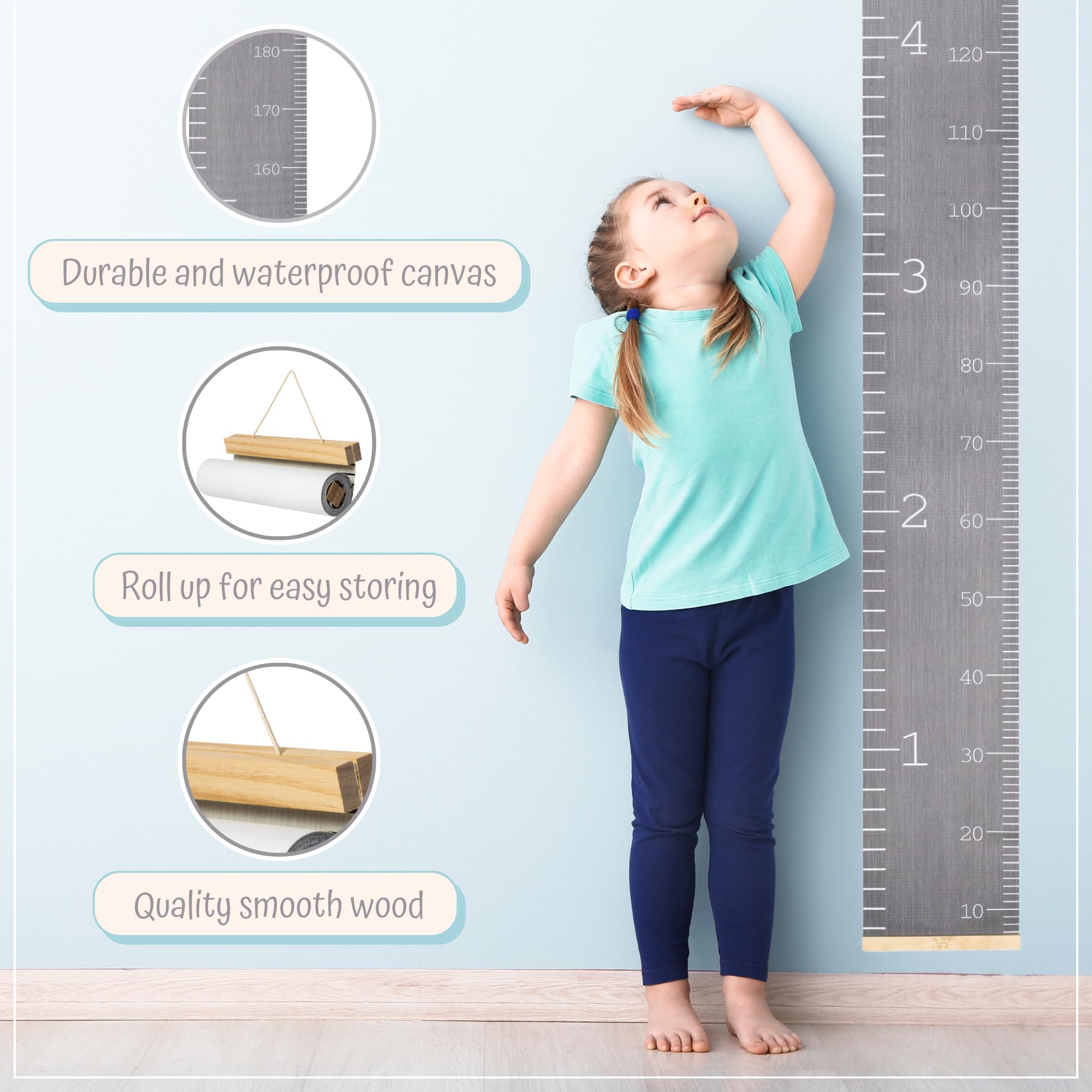 N7&Kent Growth Chart shows inches and centimeters for easy growth readings