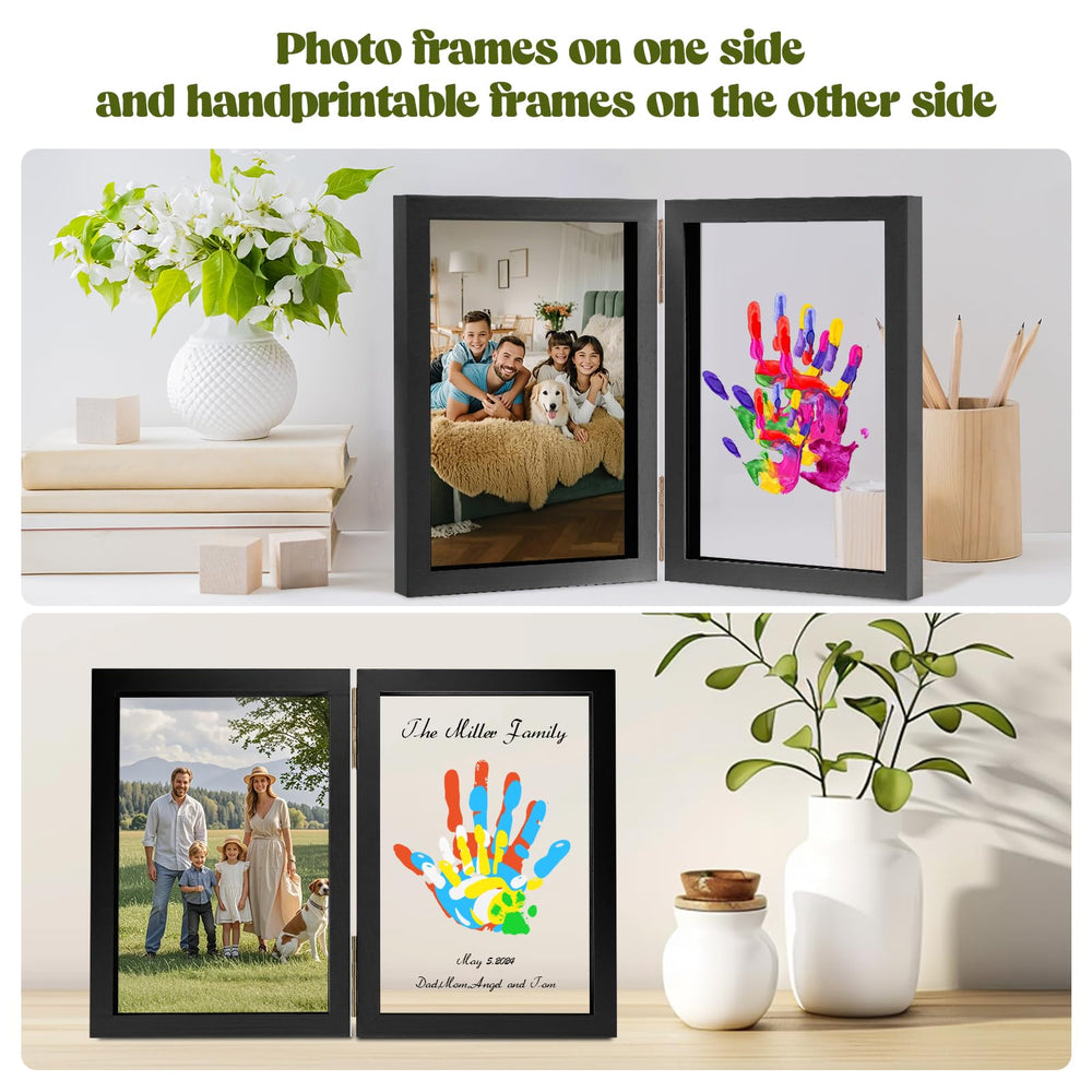 Nabance handprint frame detail highlights sturdy wood ready for wall display.