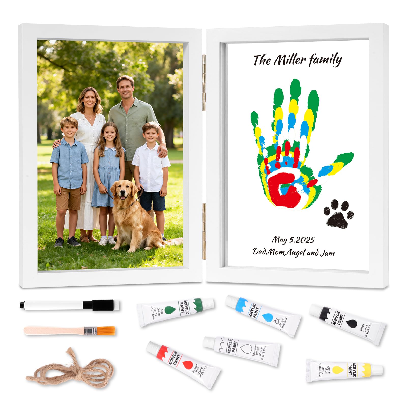 Nabance family handprint frame wooden display keepsake for future generations.