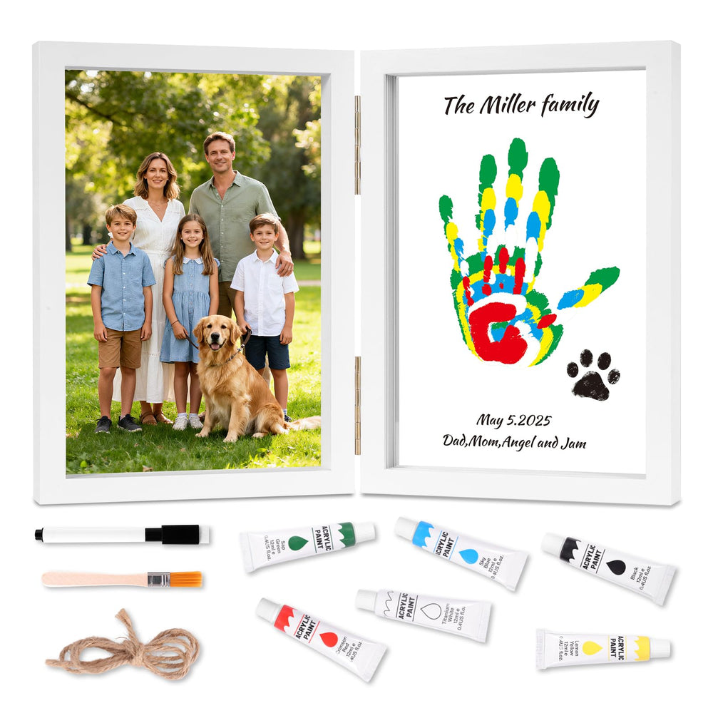 Nabance family handprint frame wooden display keepsake for future generations.