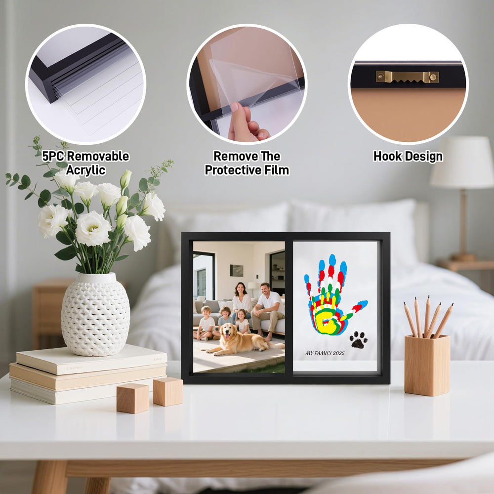 Nabance framed memory display demonstrates shelf-ready keepsake to cherish over the years.