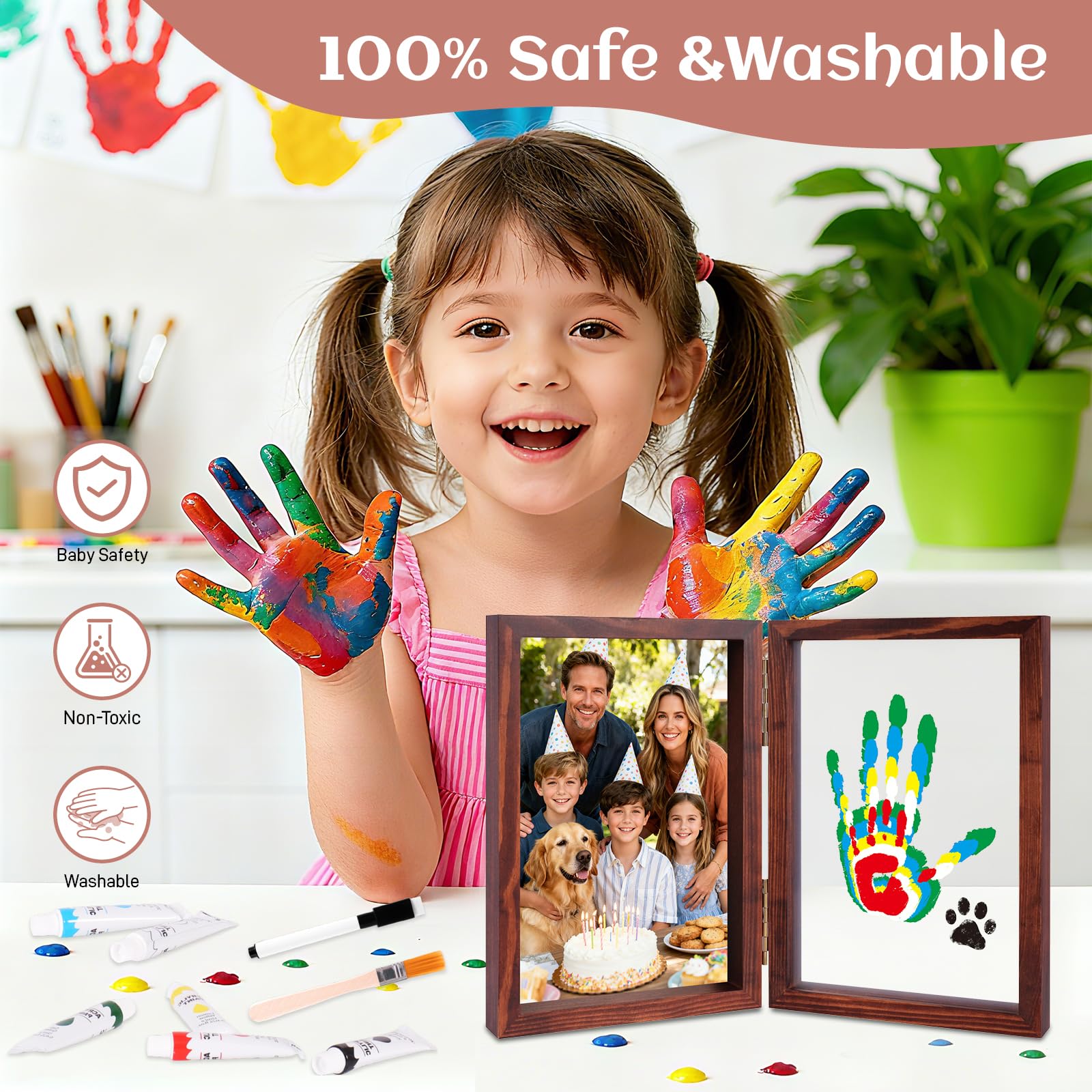 Nabance family handprint session with pet paw print for connected memories