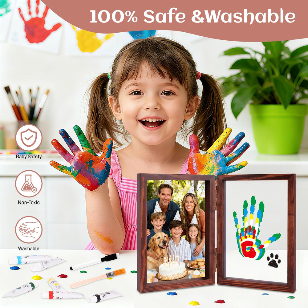 Nabance family handprint session with pet paw print for connected memories