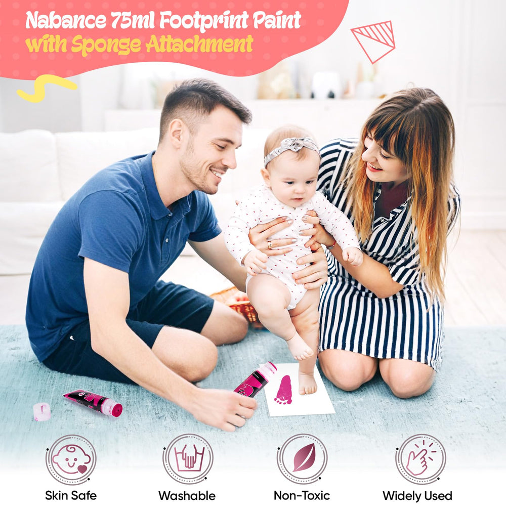 Nabance pink baby footprint ink tube ideal for durable baby keepsakes.