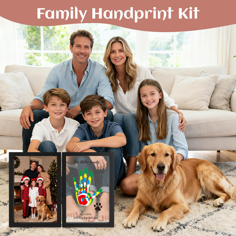 Nabance wall-display frame with completed family keepsake