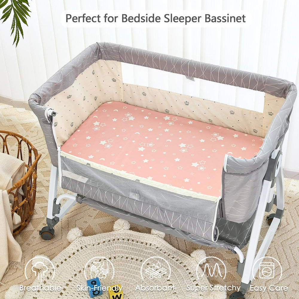 NacoMoco bassinet sheets fit 33x20 bedside sleepers for a snug surface