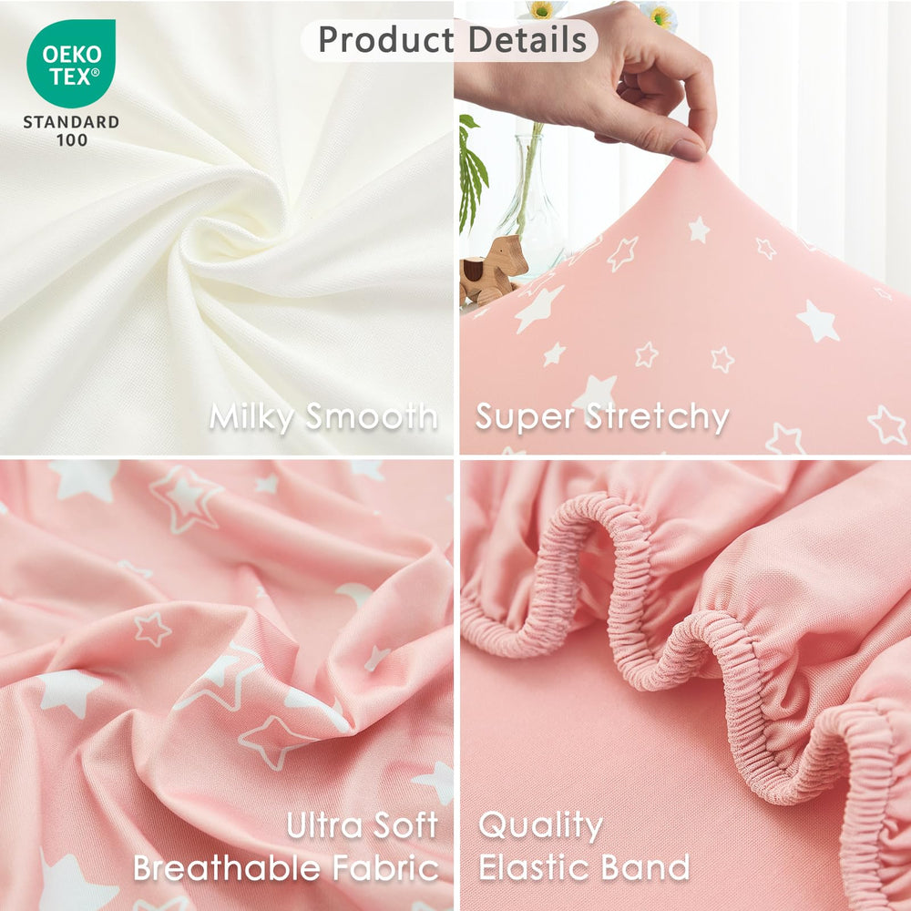 NacoMoco bassinet sheets solid colors and pattern emphasize calm nursery ambience