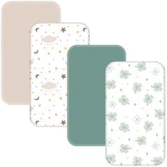 NacoMoco 4-pack bassinet sheets close-up highlights silky softness for baby comfort.