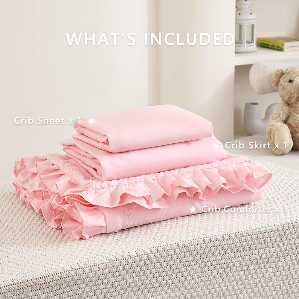 NacoMoco all-season-crib-bedding-light-pink ensures year-round baby comfort.