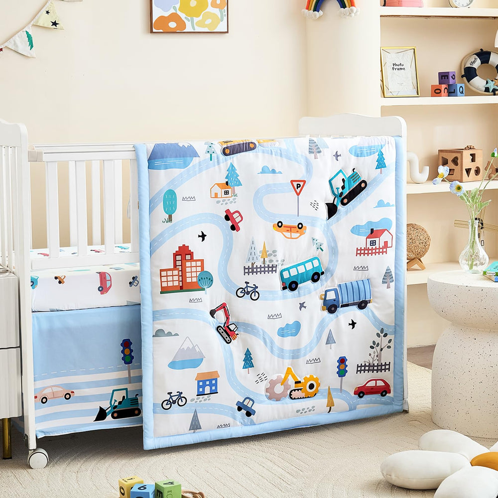 NacoMoco all-season crib set supports year-round use.