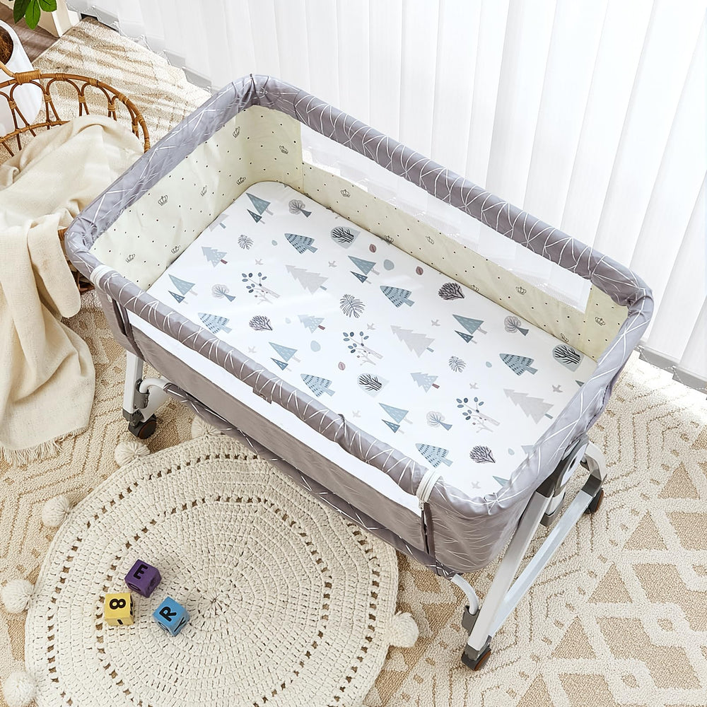 NacoMoco bassinet sheets elephant pattern adds cute decor with soft, skin-friendly comfort.
