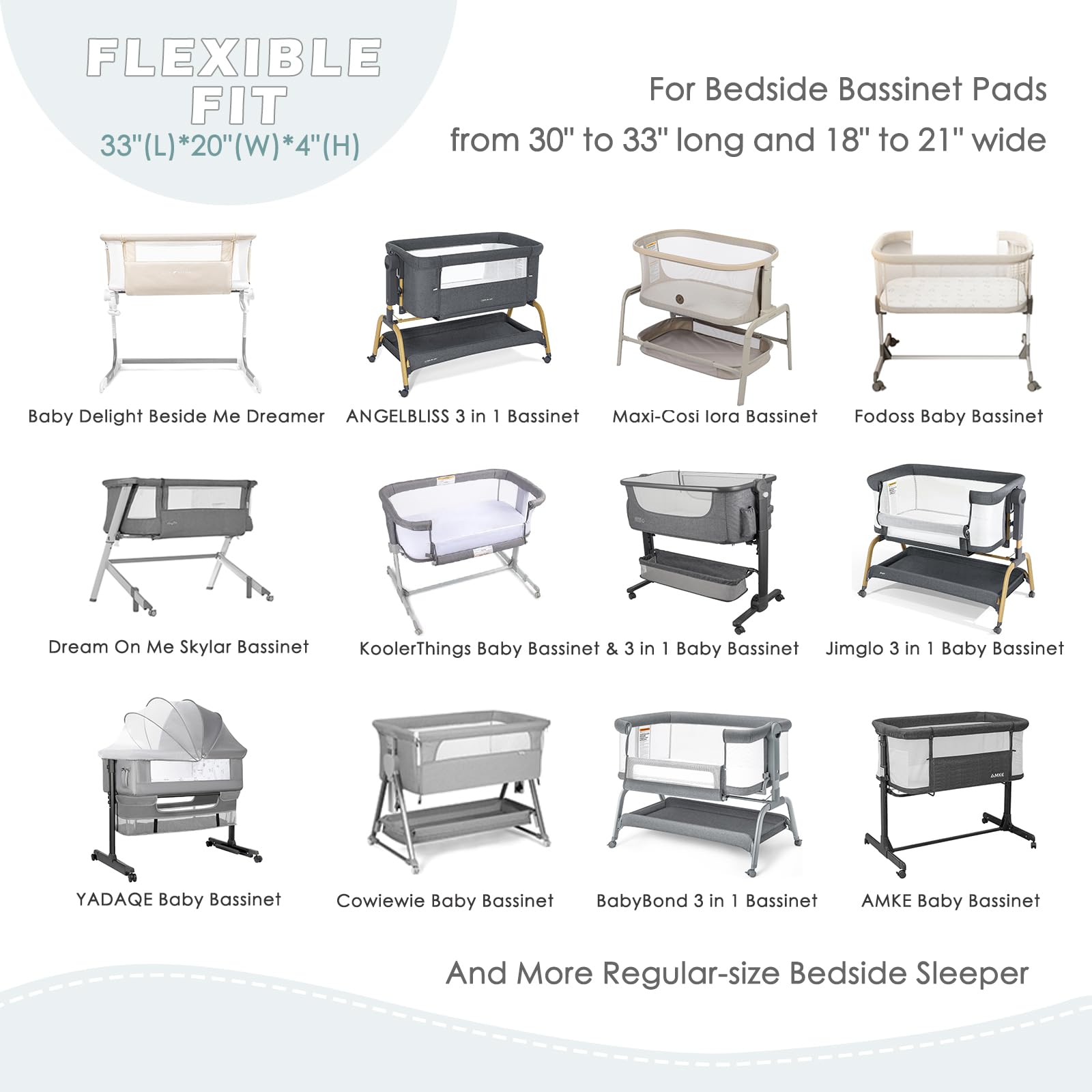 NacoMoco solid charcoal bassinet sheet offers durable, easy-care fabric for everyday use.