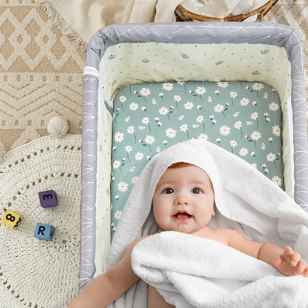 NacoMoco flower-pattern bassinet sheet adds cute style and cozy sleep space