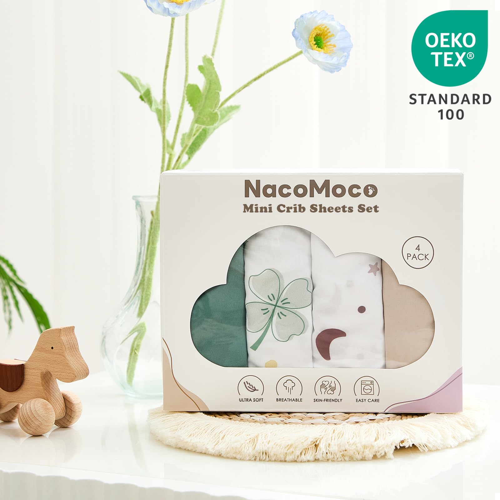 NacoMoco pack n play sheets are easy to care for and quick to dry.