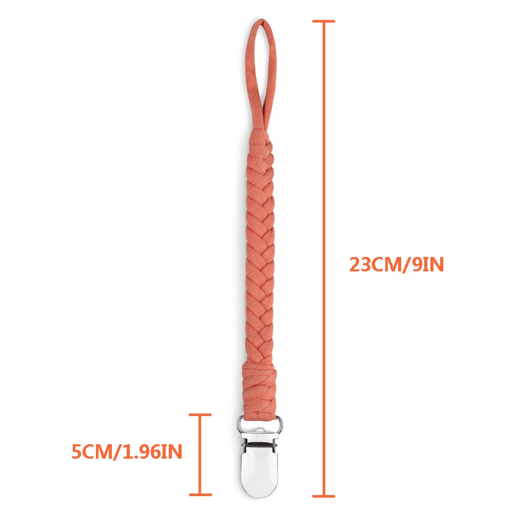 NacyLocalsugee pacifier clip beige braided cotton gentle on baby's clothes