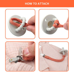 NacyLocalsugee pacifier clip grey braided cotton keeps pacifier within reach