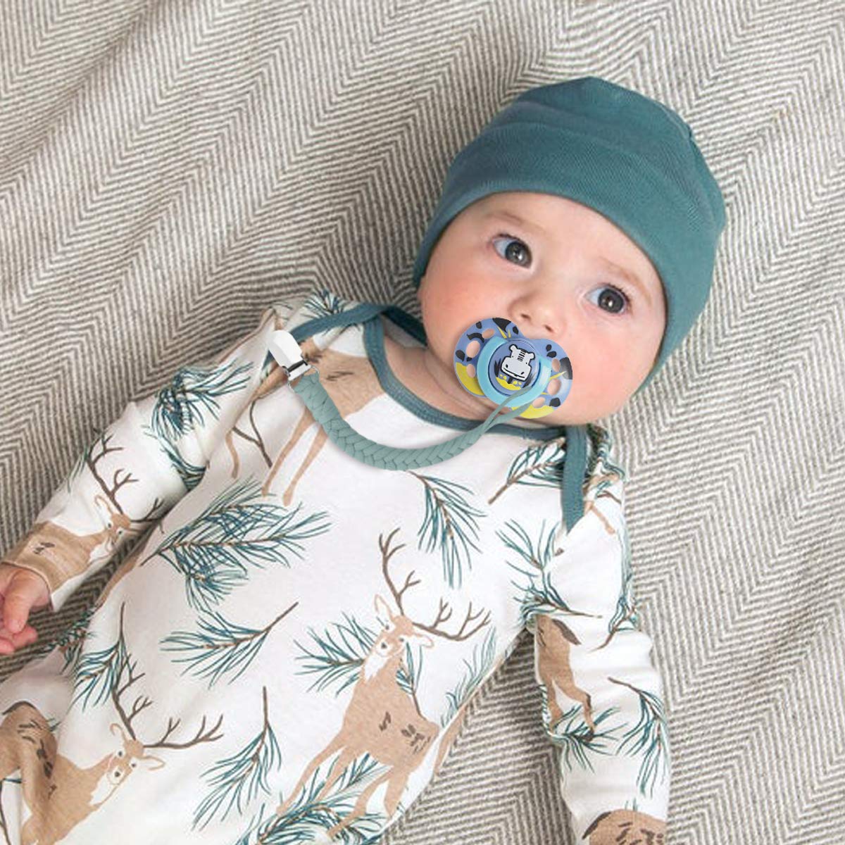 NacyLocalsugee pacifier clip stainless clip closeup shows sturdy hardware