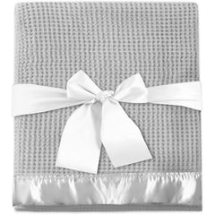 NADOBA thermal waffle blanket satin trim 36x50 crib for newborn warmth