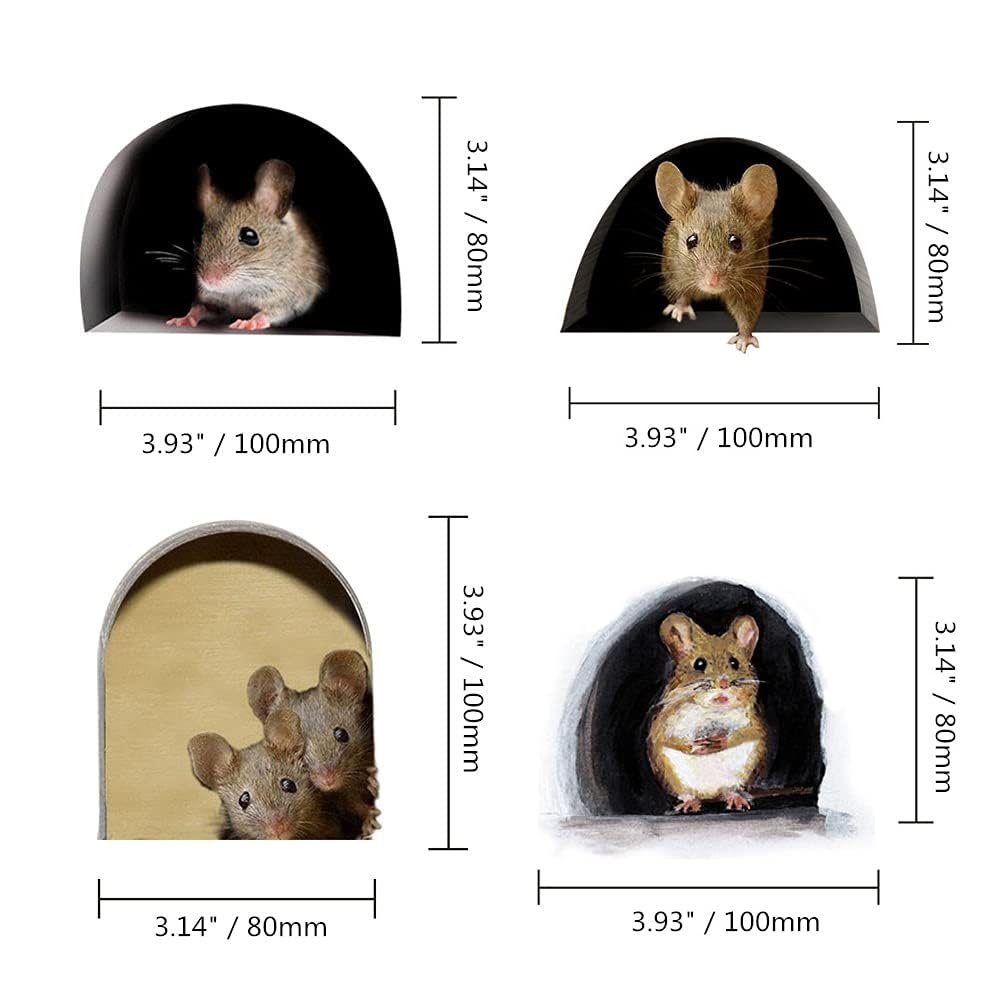 NaFurAhi 3D mouse hole wall sticker suitable for indoor and outdoor use.