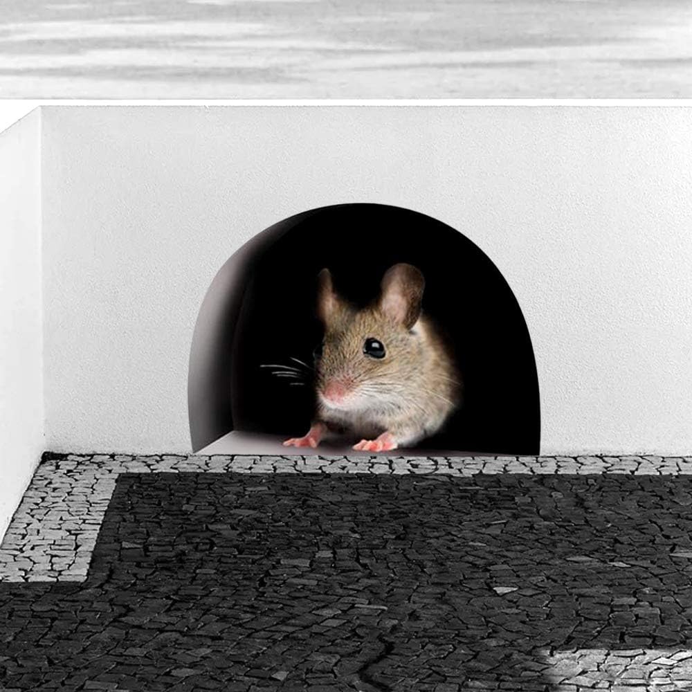 NaFurAhi 3D mouse hole wall sticker uses vinyl material that is safe.