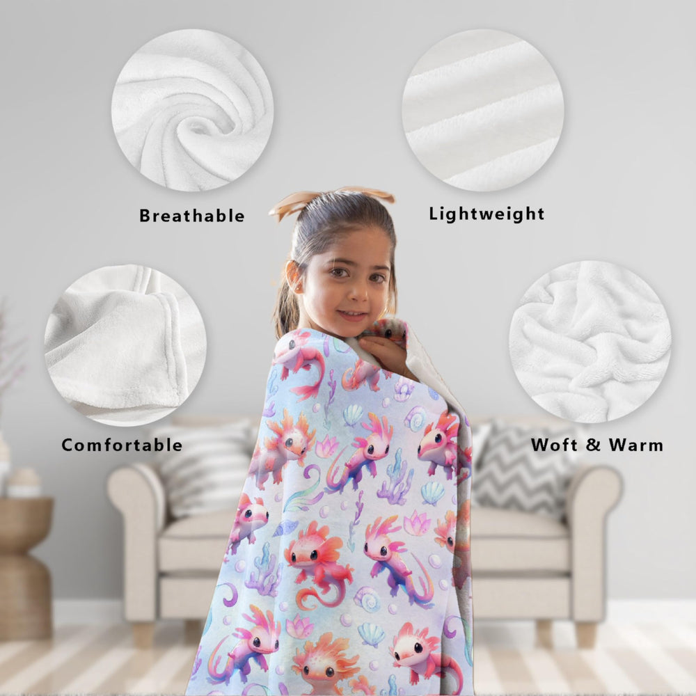 Nairatmya axolotl blanket in car travel scene suggests easy warm comfort.