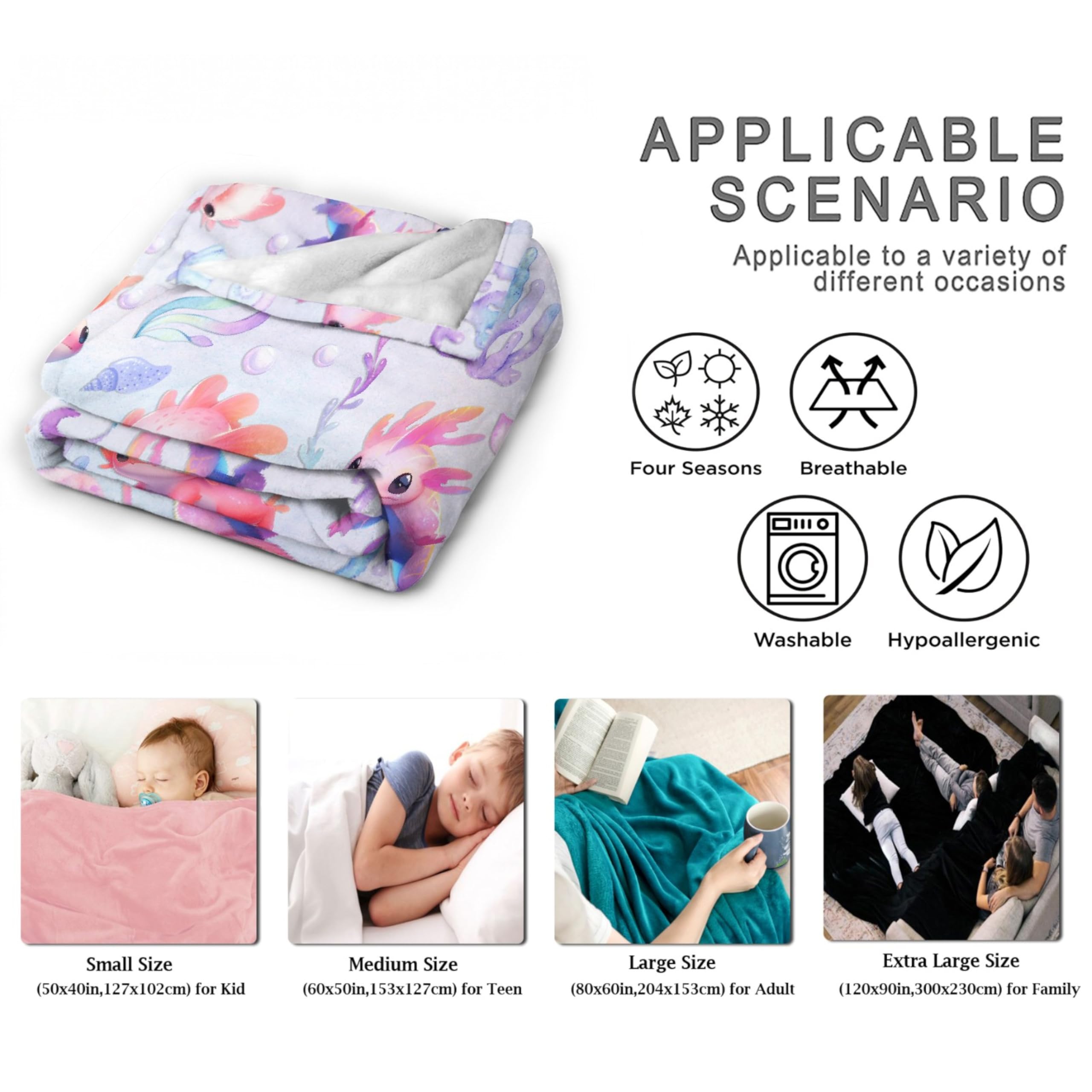 Nairatmya axolotl blanket machine wash care for easy upkeep.