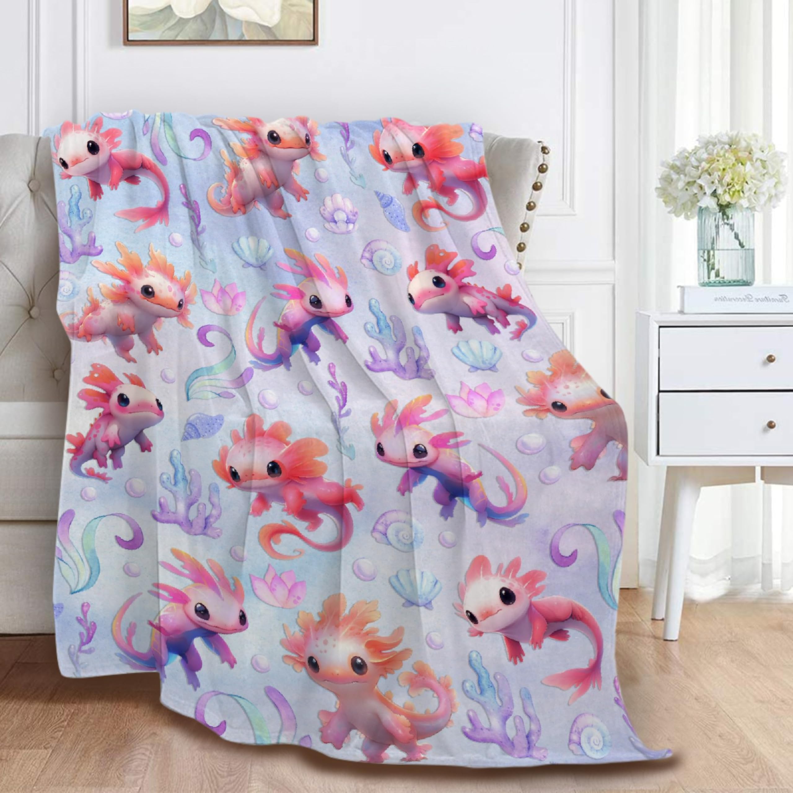 Nairatmya axolotl blanket close-up reveals soft texture for snuggling.