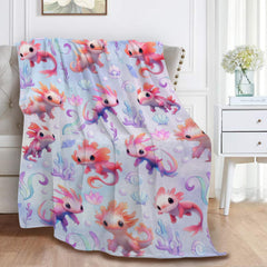 Nairatmya axolotl blanket close-up reveals soft texture for snuggling.