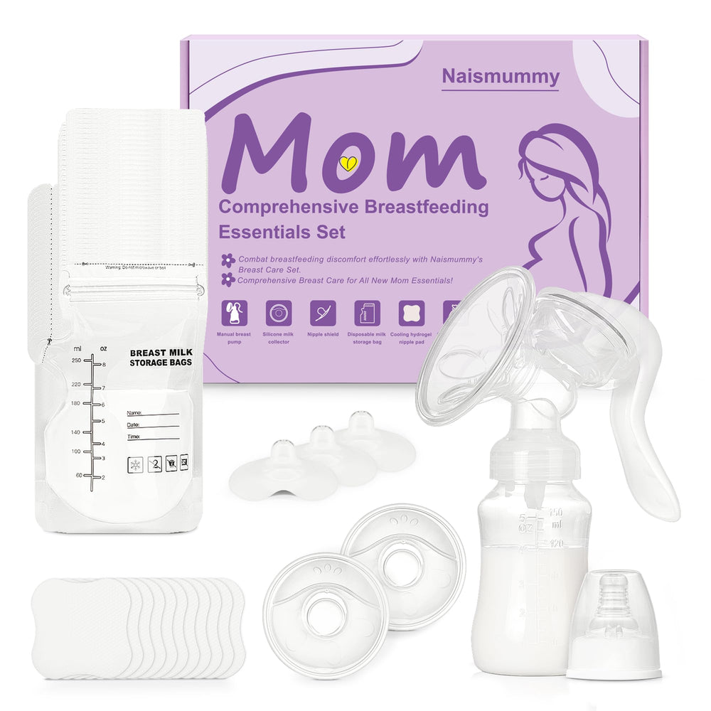 NAISMUMMY unboxing scene showing complete kit contents for new moms