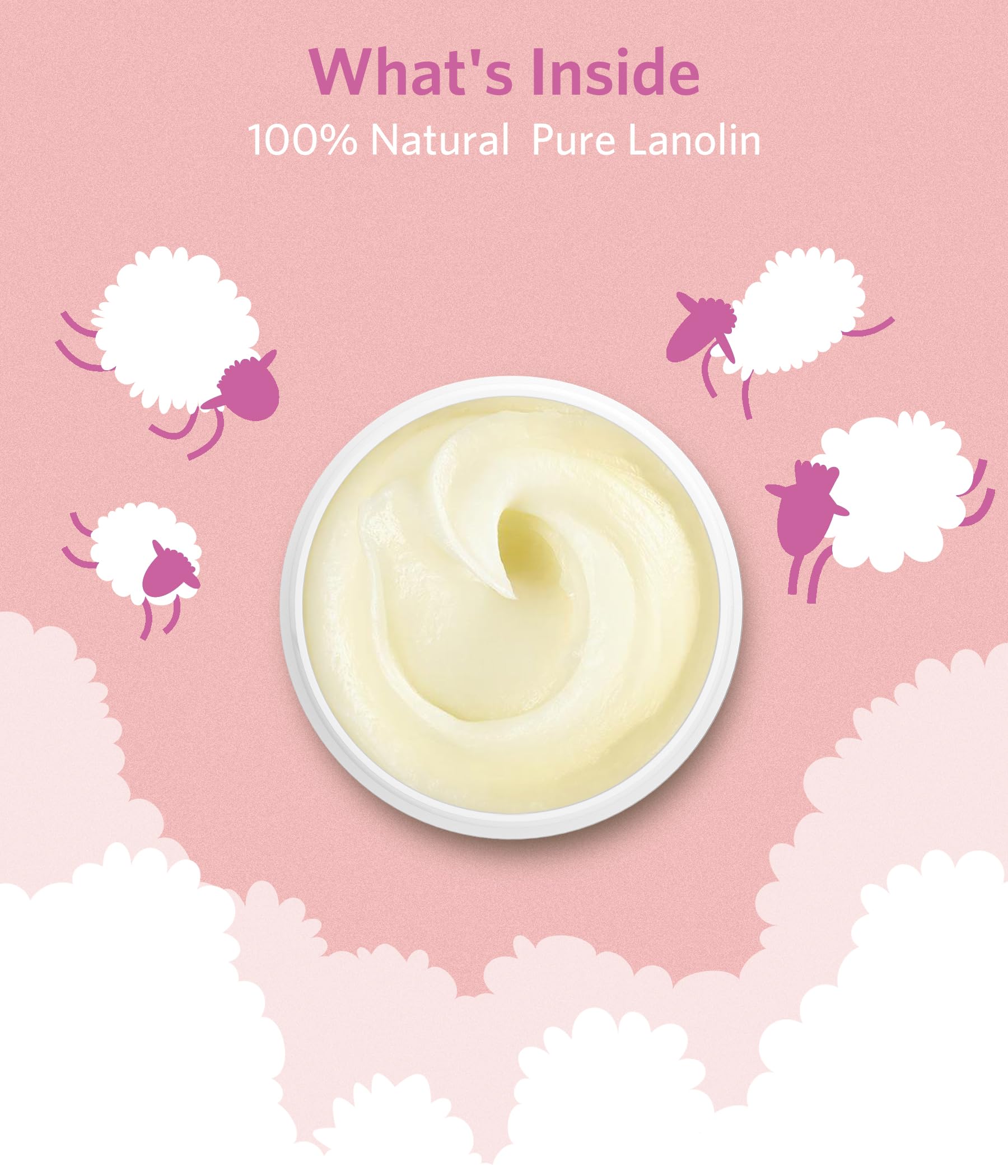 NAISMUMMY Lanolin Nipple Cream application swatch demonstrates rich, hydrating texture.