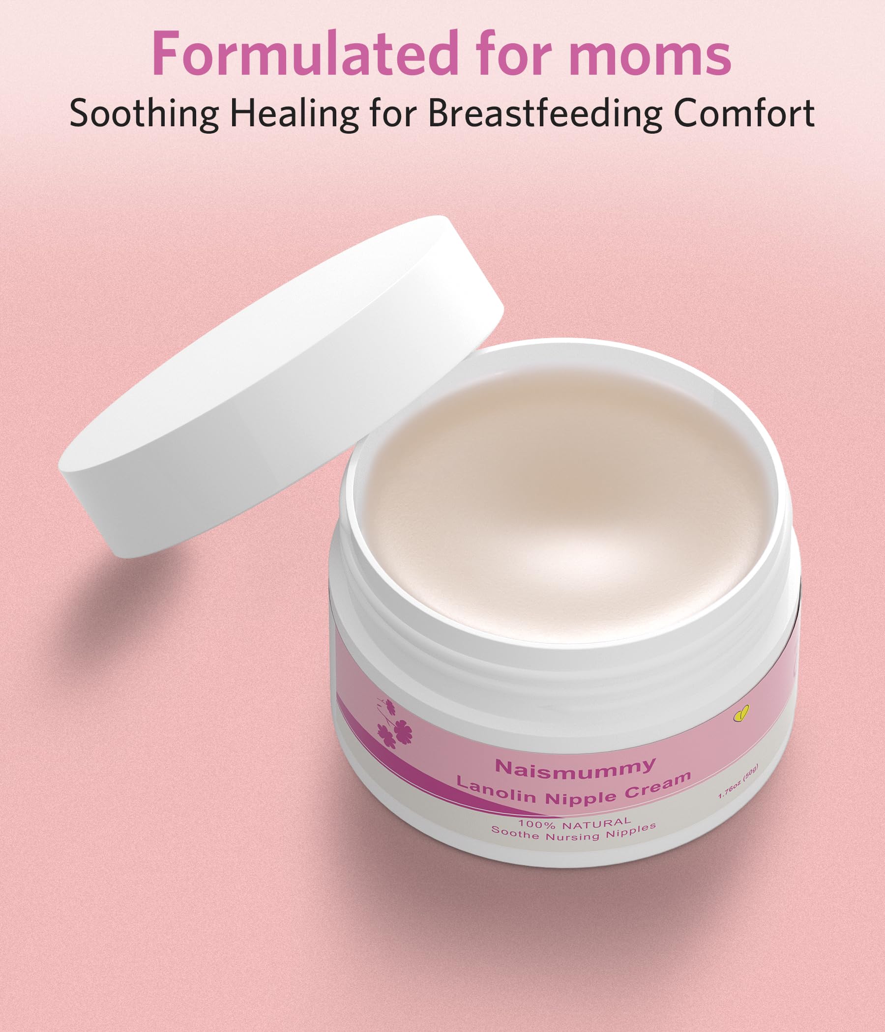 NAISMUMMY Lanolin Nipple Cream on-the-go packaging highlights travel-friendly nursing support.