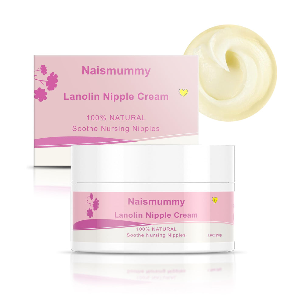 NAISMUMMY Lanolin Nipple Cream tube front view for soothing relief for sensitive nipples.