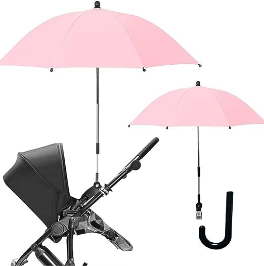 Nakazawa stroller umbrella attachment demonstrates easy on-the-go shade for any stroller.