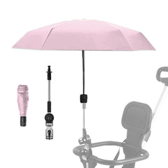 Nakazawa pink stroller umbrella showing adjustable angle for easier steering