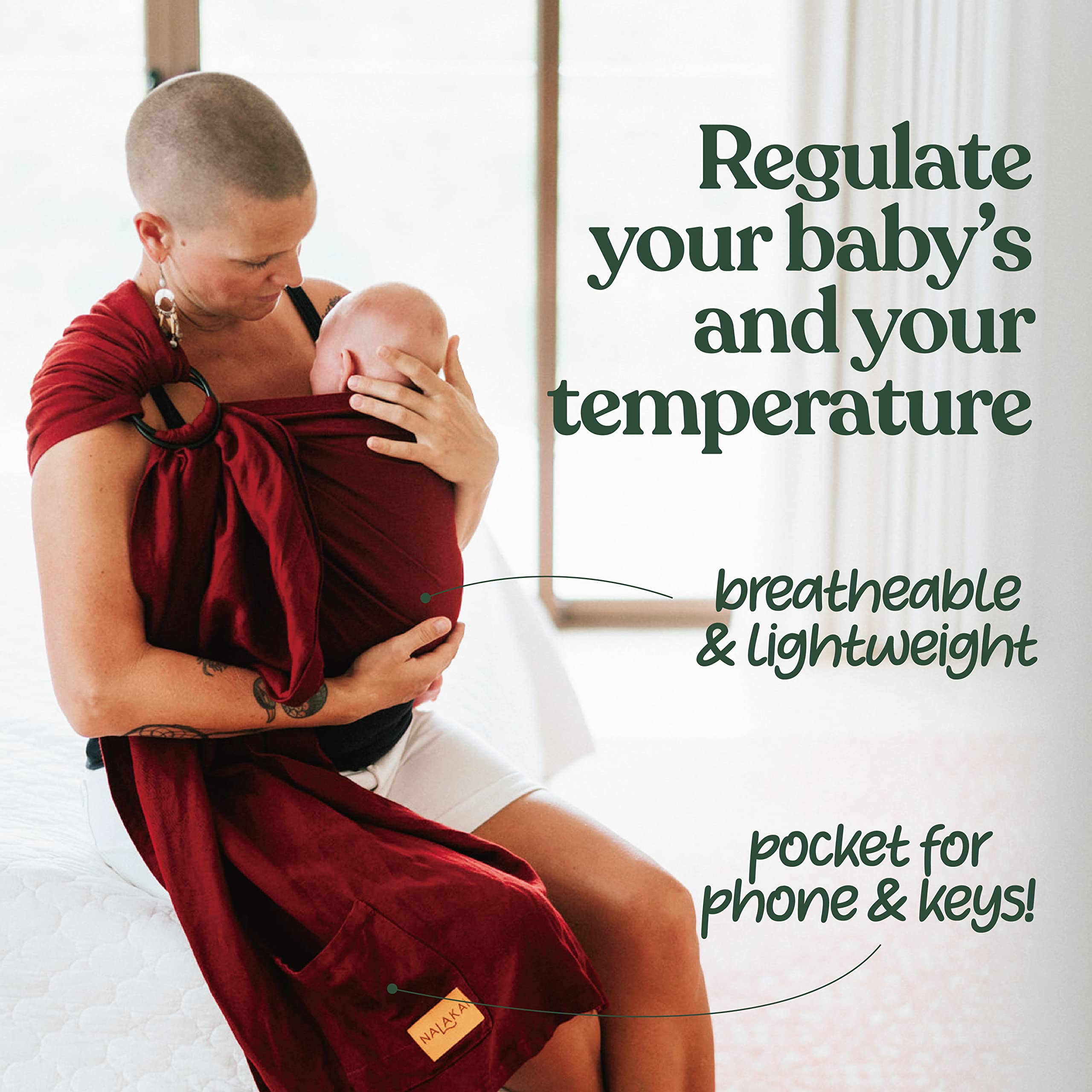 Nalakai Luxury Ring Sling lifestyle shot showcases style and soft linen for everyday wear