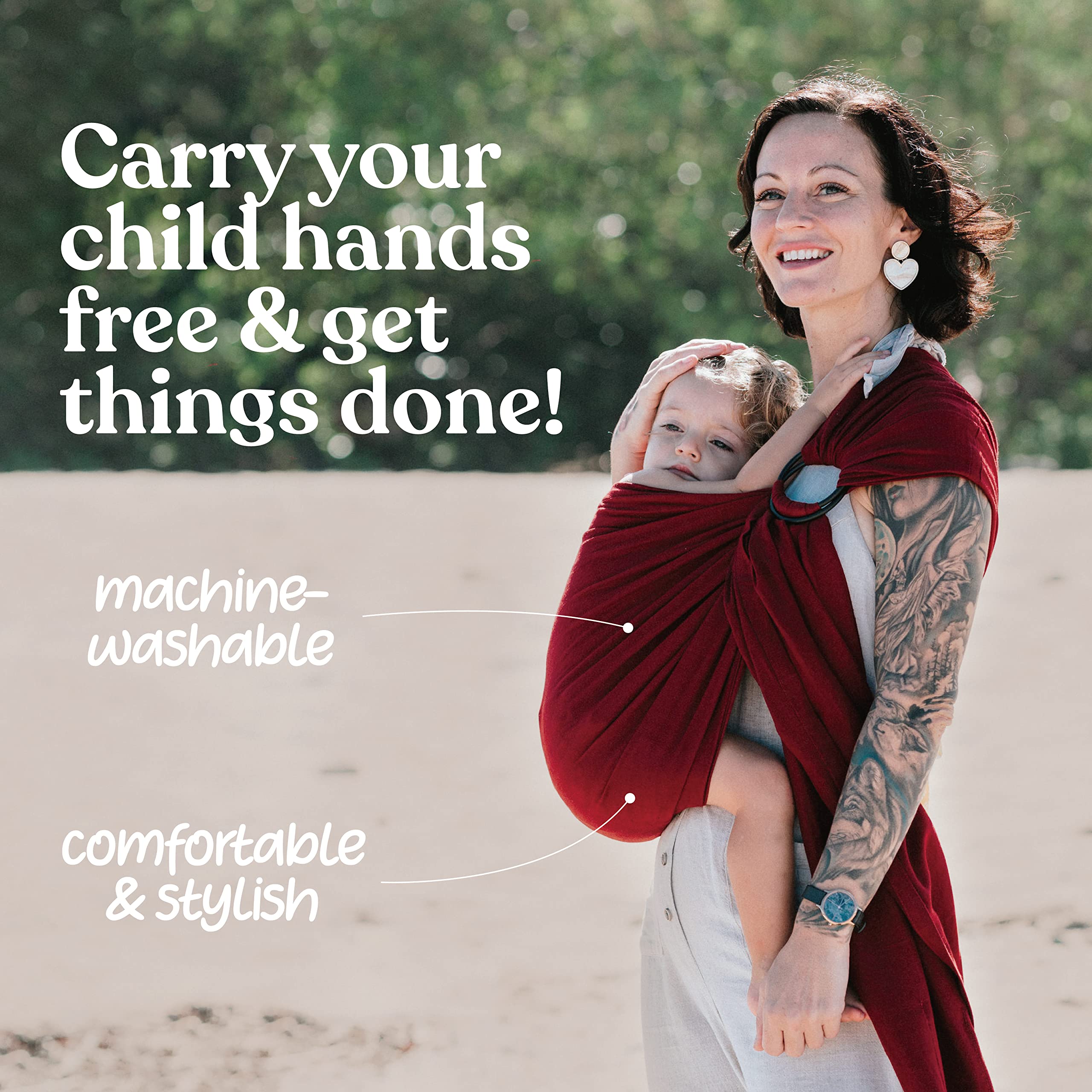 Nalakai Luxury Ring Sling tail used as nursing cover demonstrates discreet feeds on the go