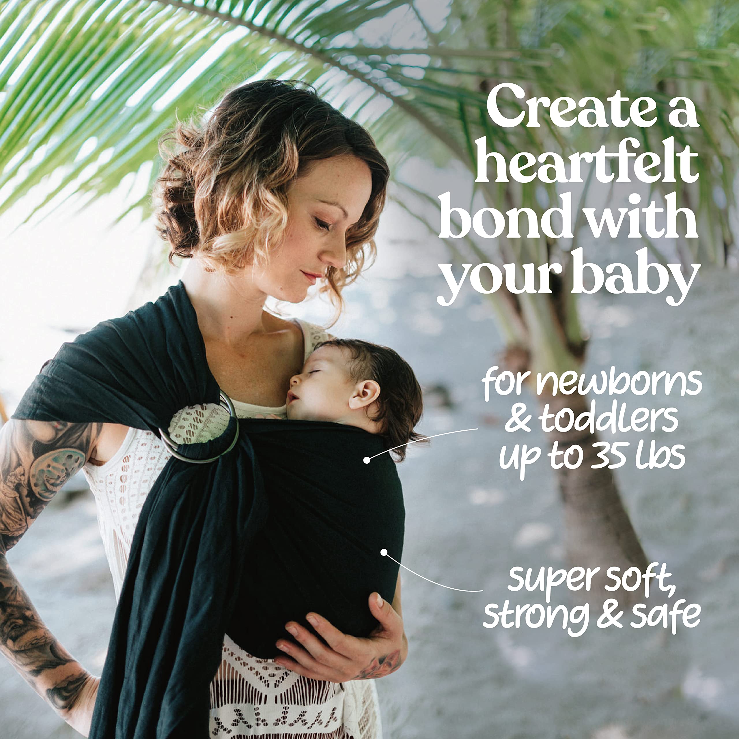 Nalakai ring sling with baby nestled, cozy and secure for calm bonding