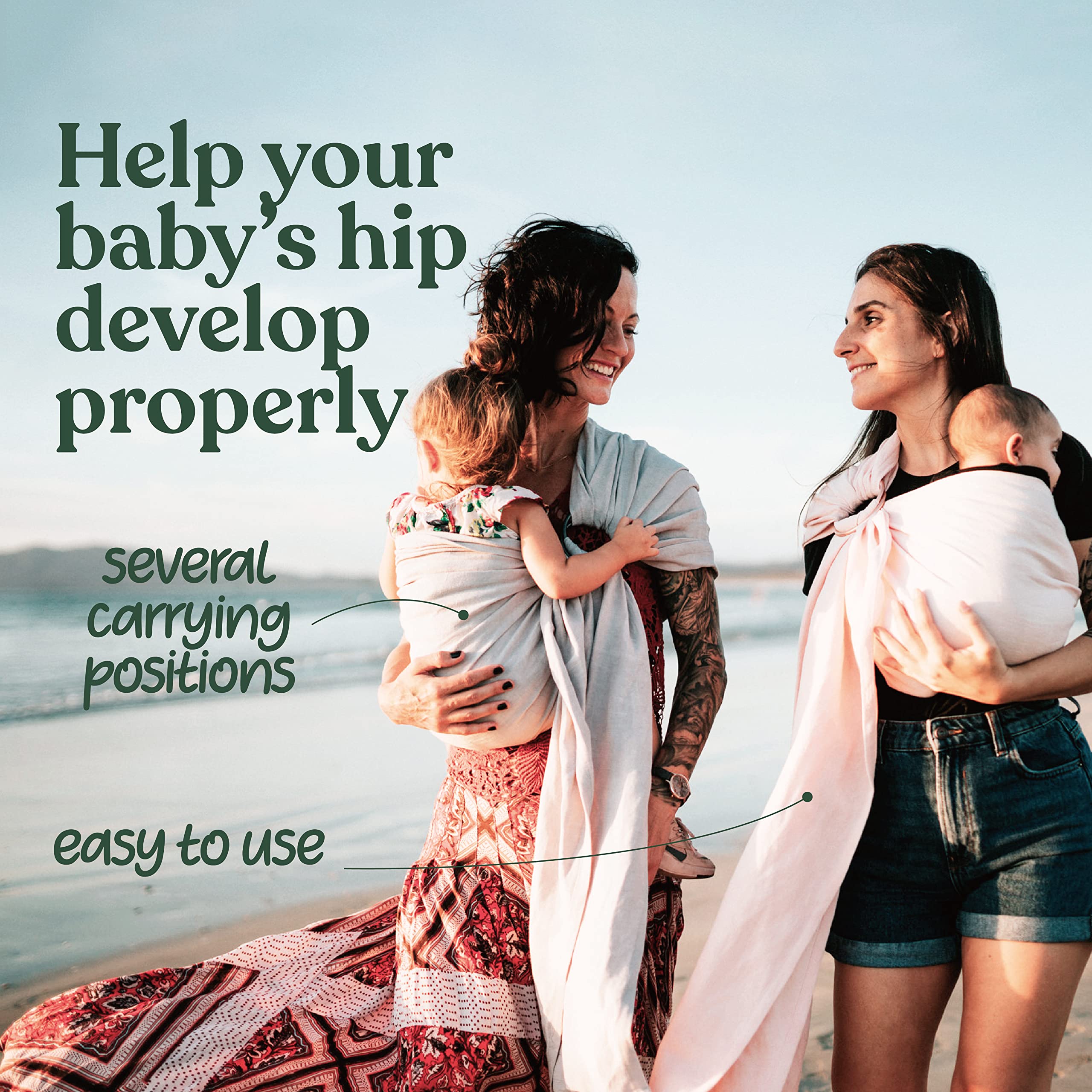 Nalakai ring sling with baby sleeping in a breathable position