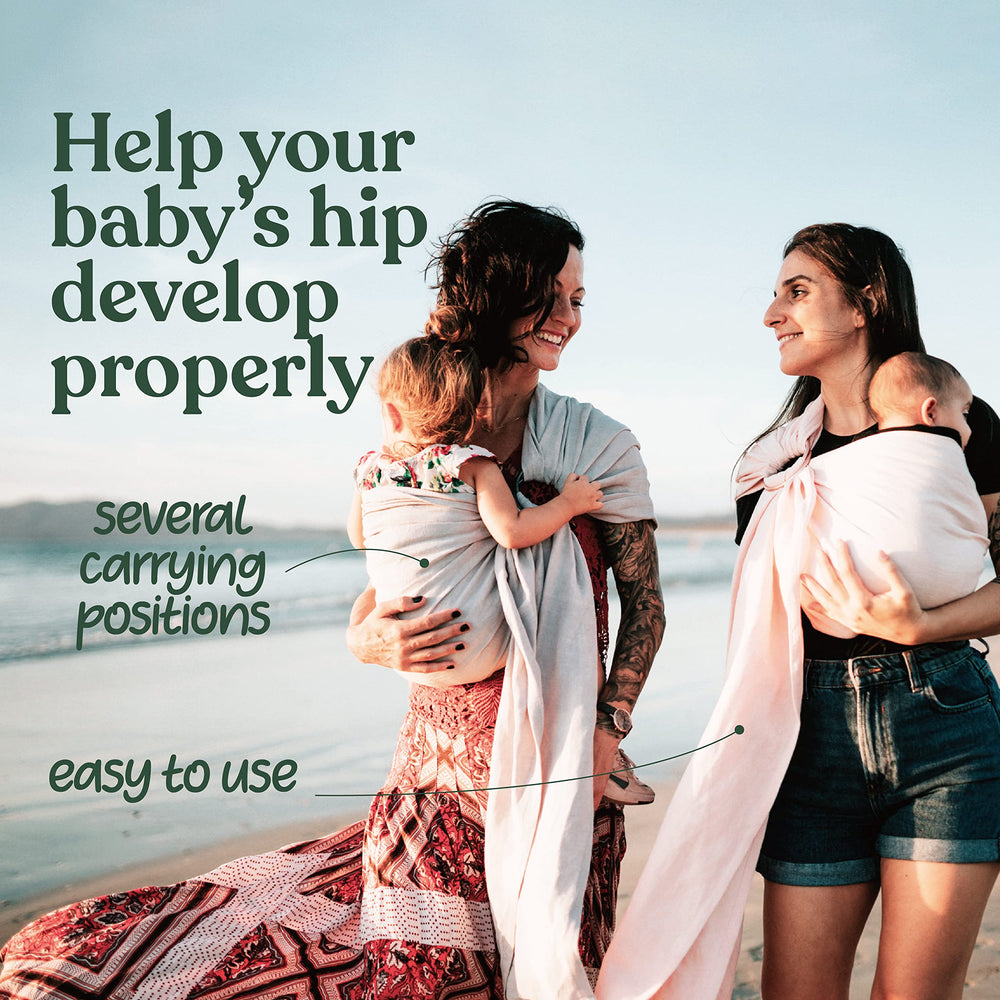 Nalakai ring sling with baby sleeping in a breathable position