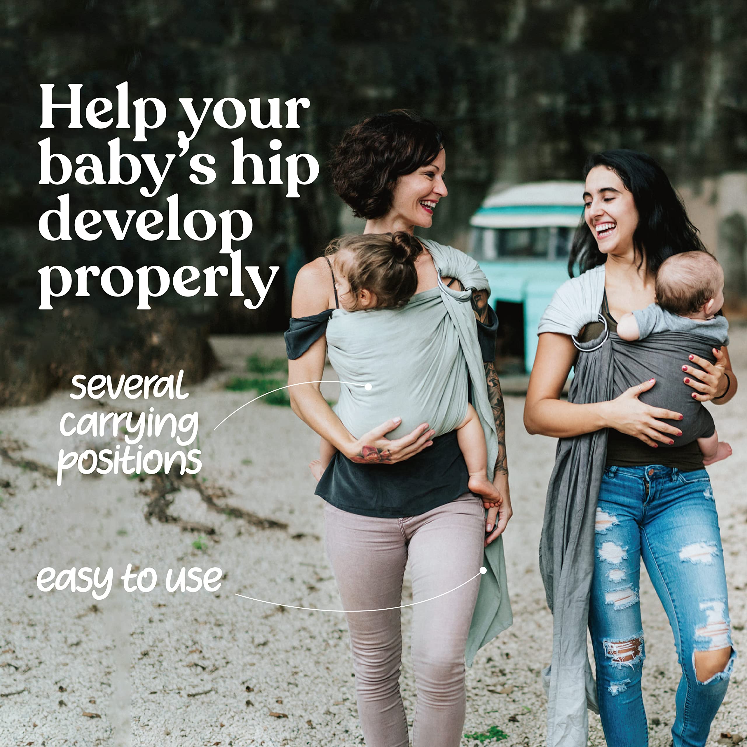 Nalakai Ring Sling being worn on the go highlights temperature regulation advantages.