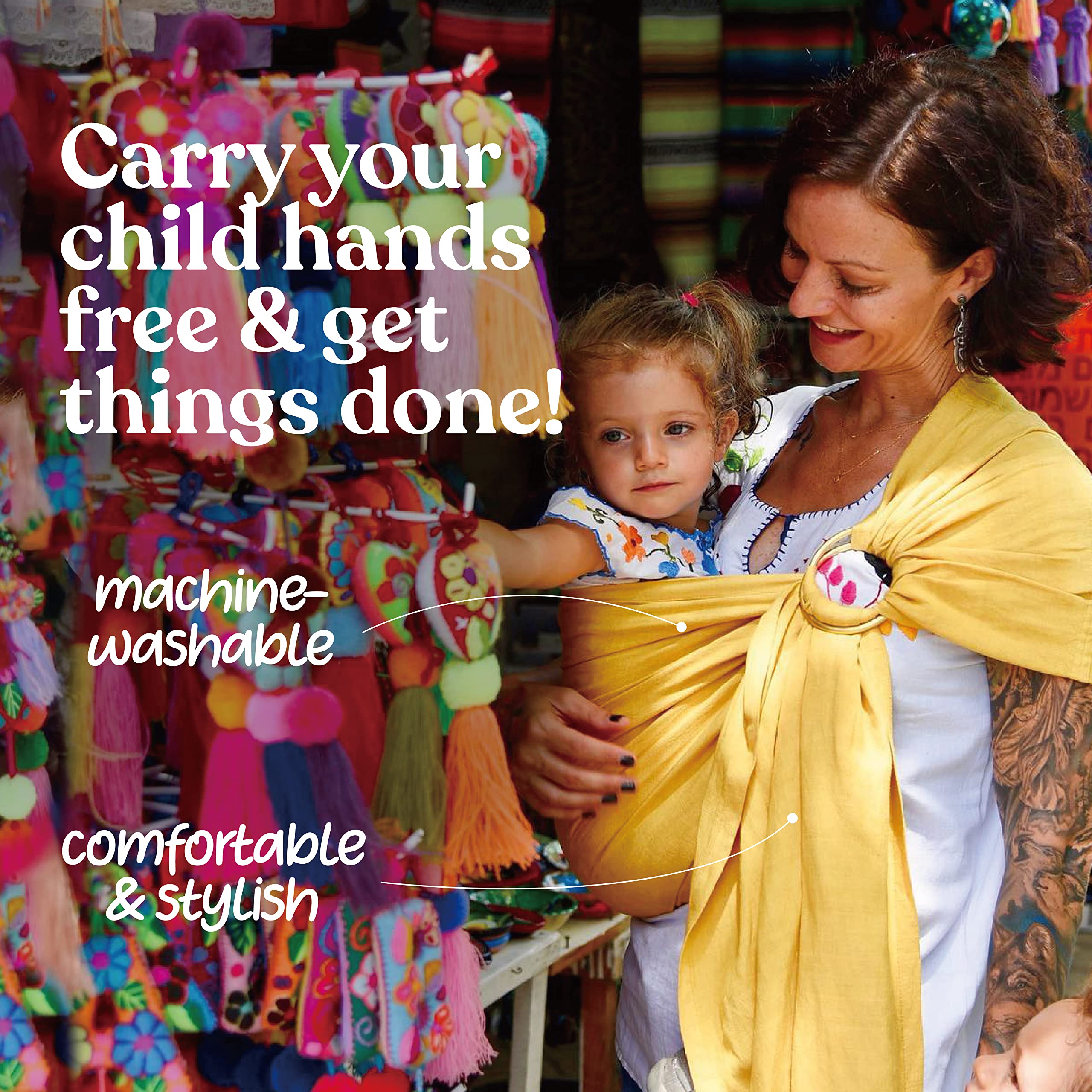 Nalakai Ring Sling soothing carry for a fussy baby on the go.