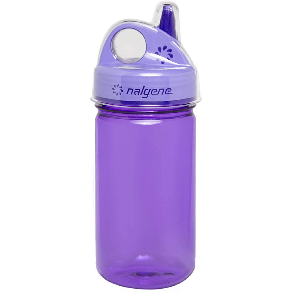 Nalgene Kids Sustain Grip-N-Gulp bottle front view with kid-friendly grip for easy drinking.
