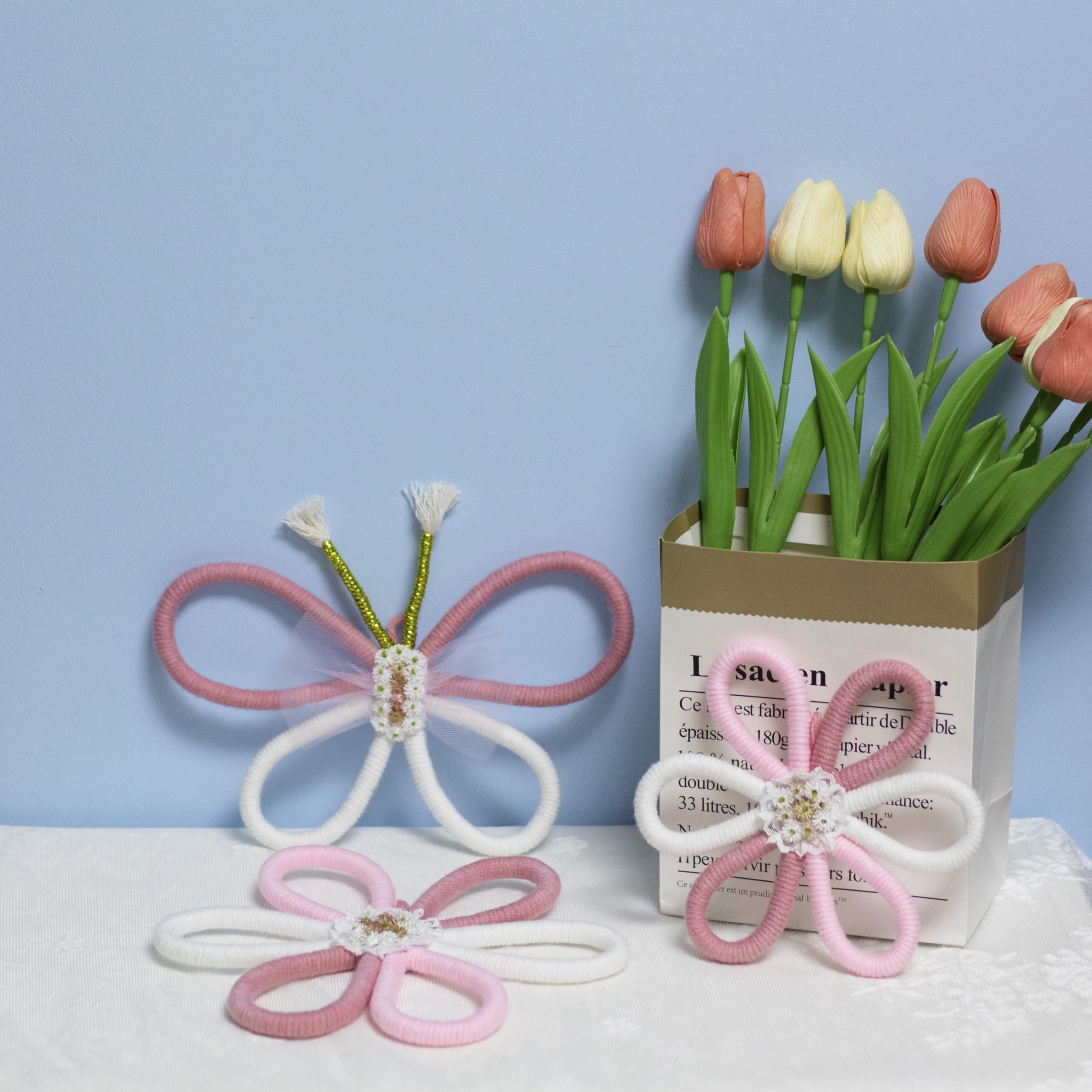 Namhcir pink boho wall decor daisy butterfly 20cm creates playful living room accent.