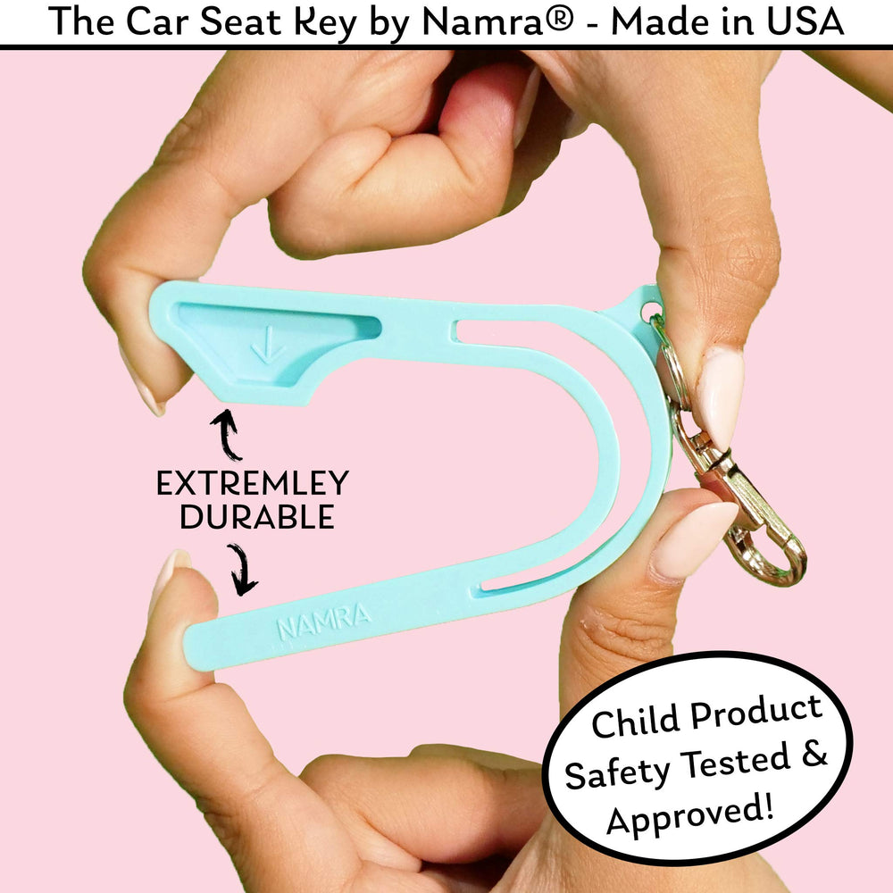 NAMRA buckle release tool made in USA shown for safety-conscious families