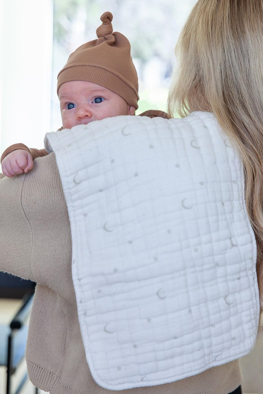 Nana Baby Organics burp cloths in ivory and oatmeal tones for unisex style