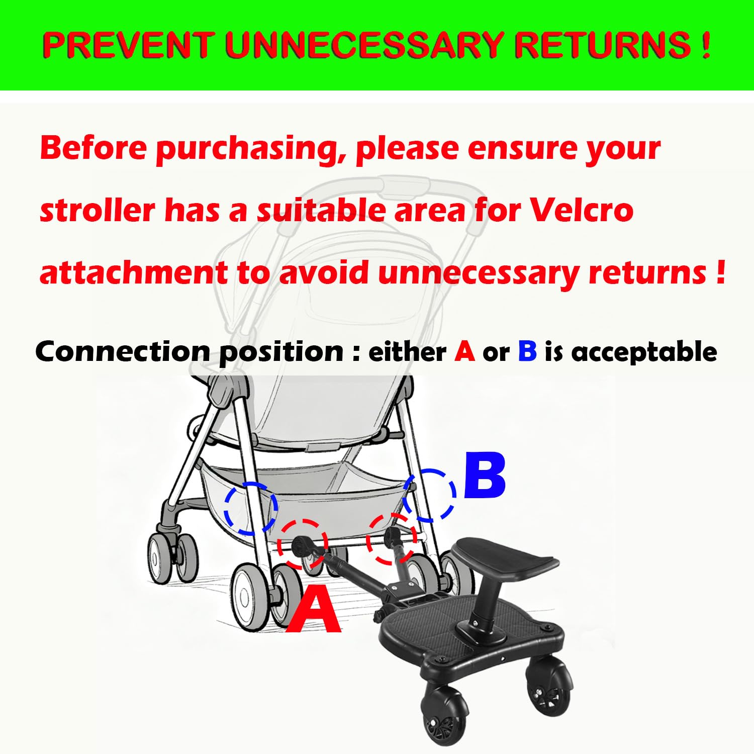 Naniruok universal stroller board quick-attach for compatible strollers