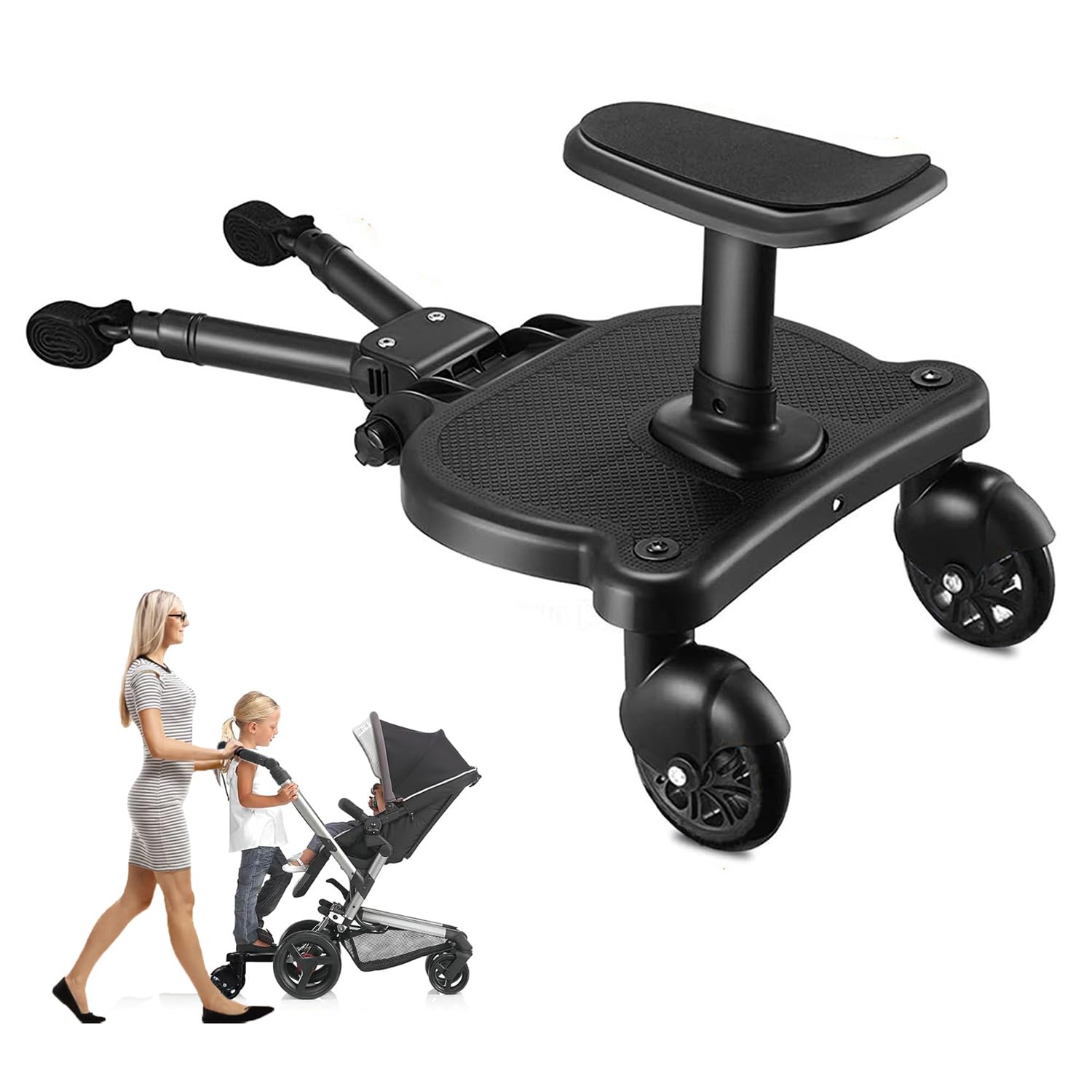 Naniruok universal stroller board with detachable seat aids two-child outings