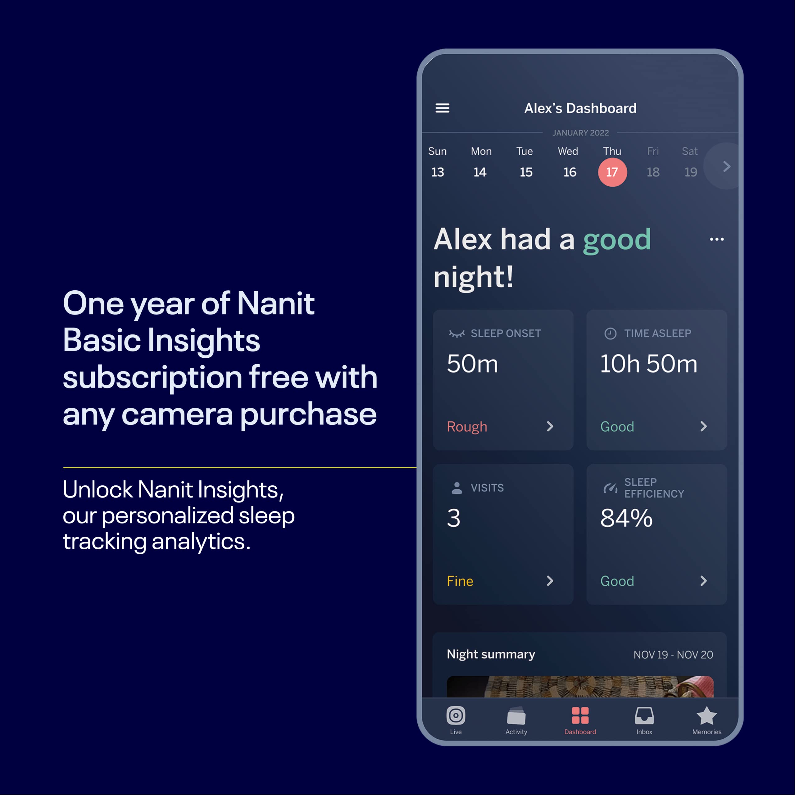 Nanit Insights Sleep Plan preview reveals baby's sleep patterns for routine planning.