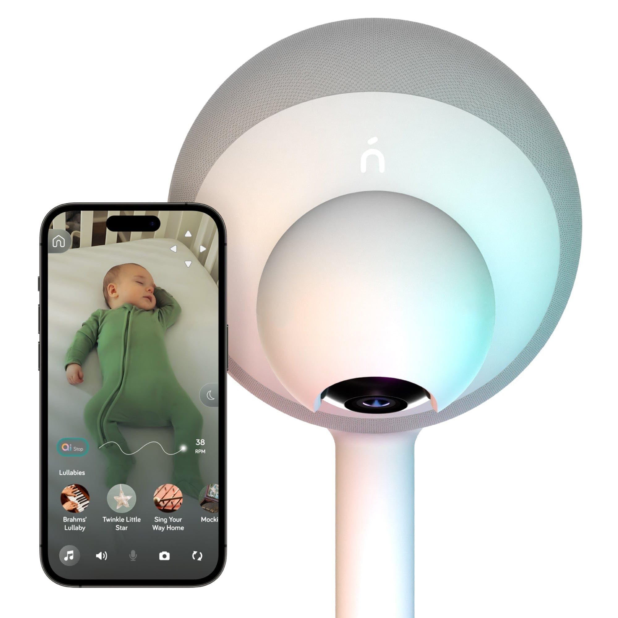 NANOBÉBÉ Smart Baby Monitor 1080p clarity with day-and-night viewing.