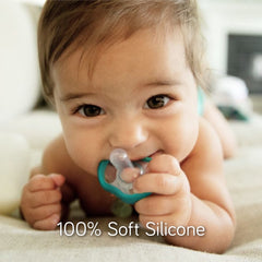 NANOBÉBÉ active pacifiers teething-friendly soft silicone texture soothes gums.